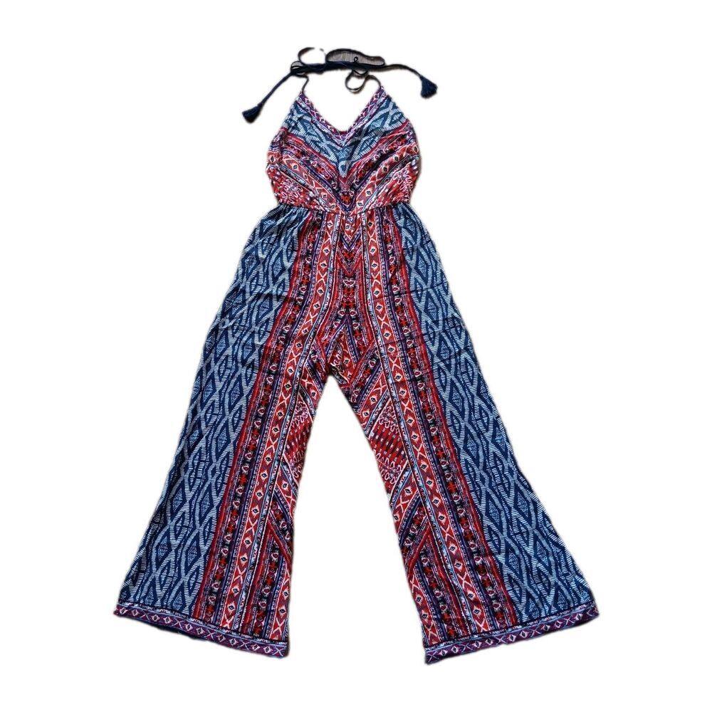 Flying Tomato Jumpsuit Womens Small Flowy Wide Leg Vneck Artsy Cute Boho Beachy